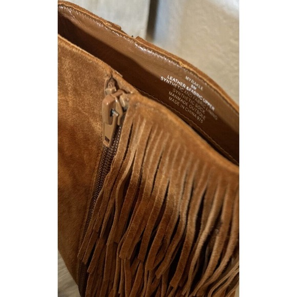 Steve‎ Madden Myrakle Suede Fringe Ankle Bootie 8.5 Brown Tan Chesnut Sue - Picture 3 of 8